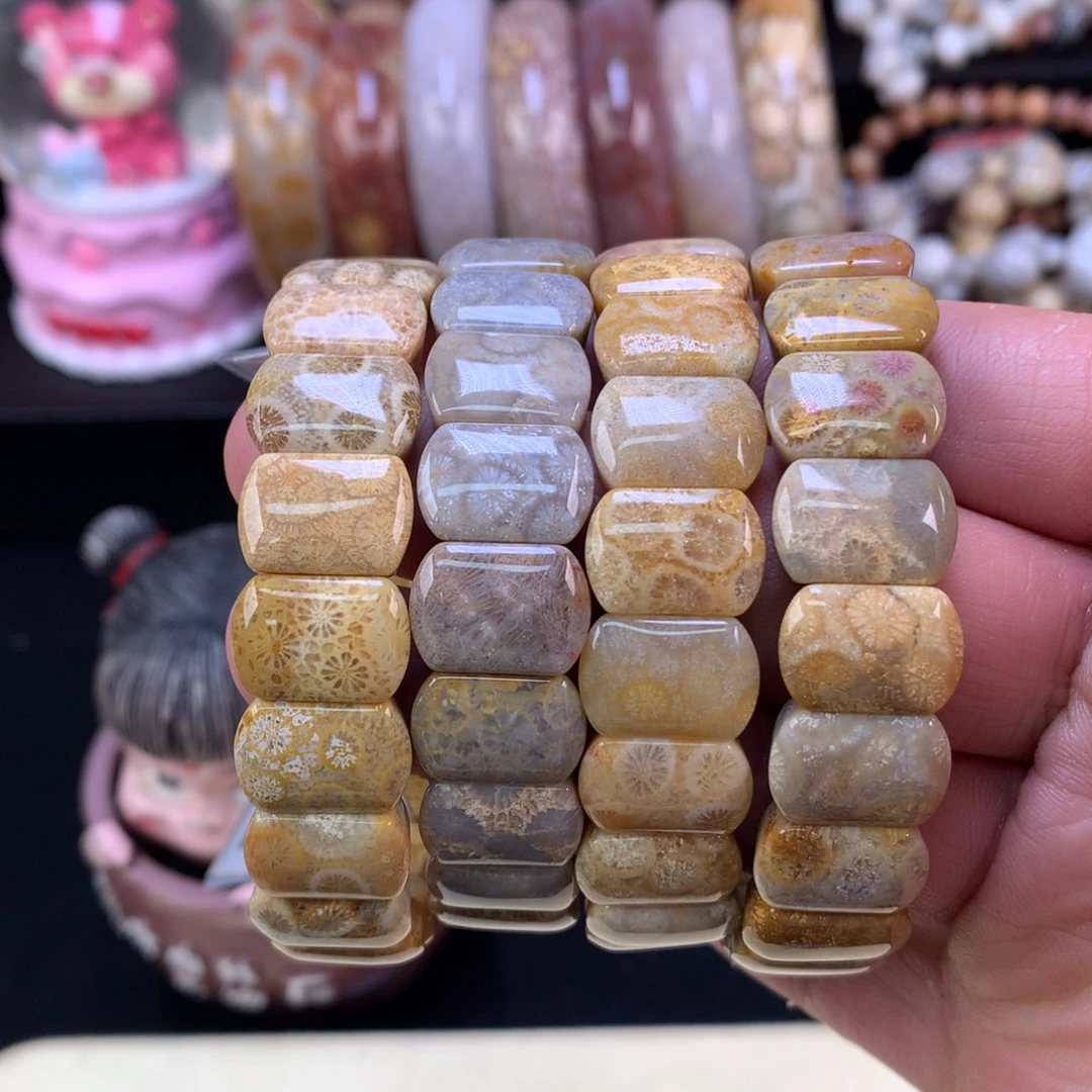 硅化珊瑚（珊瑚玉）未镶嵌手链21号88漏44一条可挑选