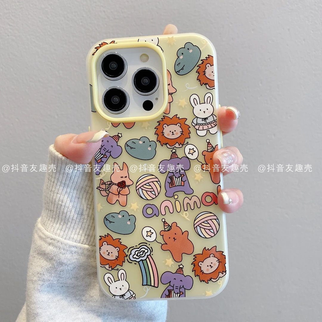 适用于苹果16新款/华为/小米/果冻壳卡通简单可爱ins潮手机壳动物