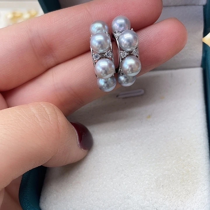 银S925镶嵌海水珍珠耳饰