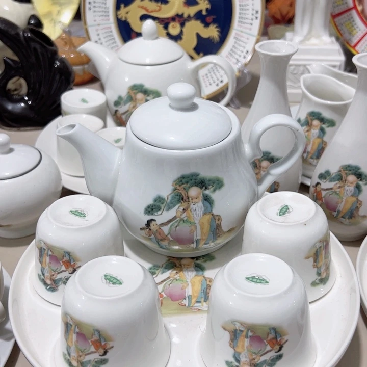 瓷片陶瓷制品寿星套壶800毫升杯150号托盘