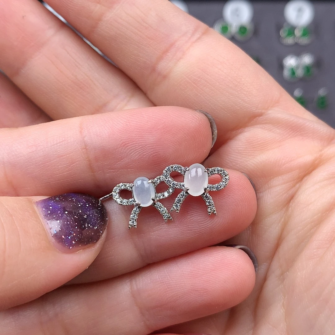 翡翠银S925镶嵌耳饰