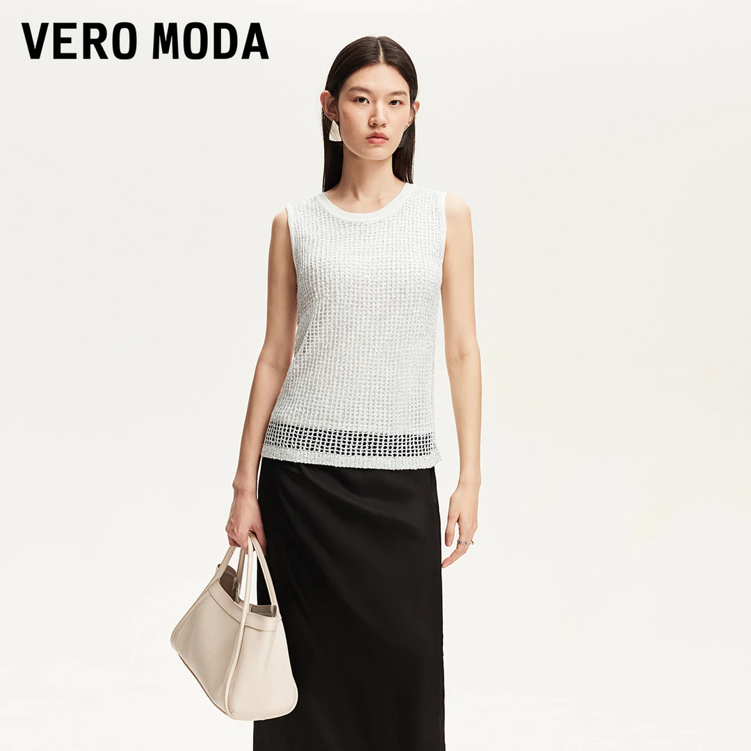 Vero Moda针织衫2025夏季新款亮丝设计无袖圆领上衣时尚325245017