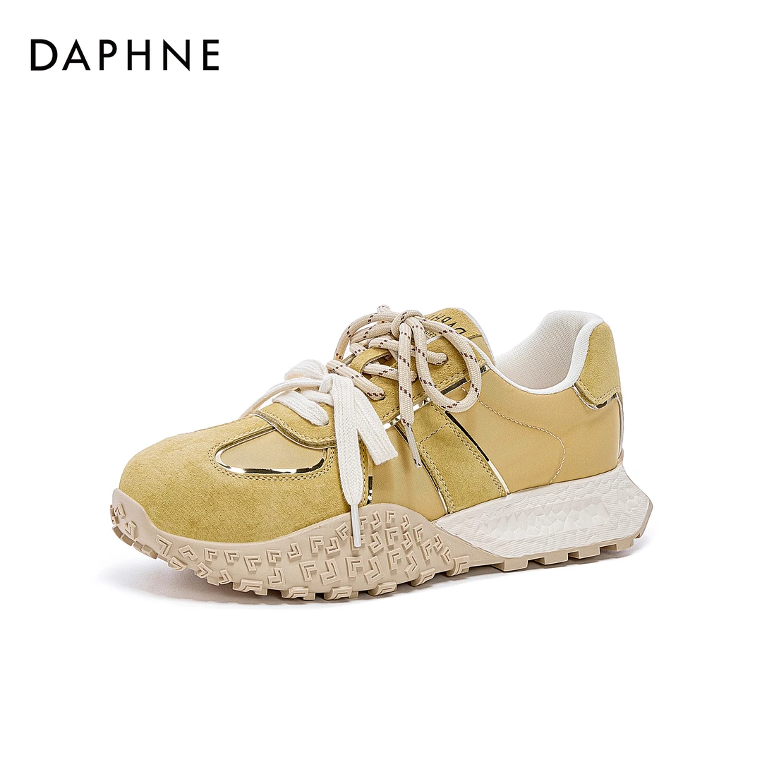 达芙妮2025春季新款时尚百搭透气复古潮流潮鞋系带跑步休闲鞋女鞋