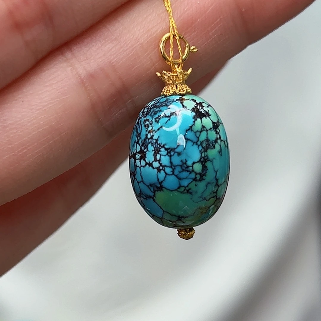 绿松石珠宝奇石18K金镶嵌