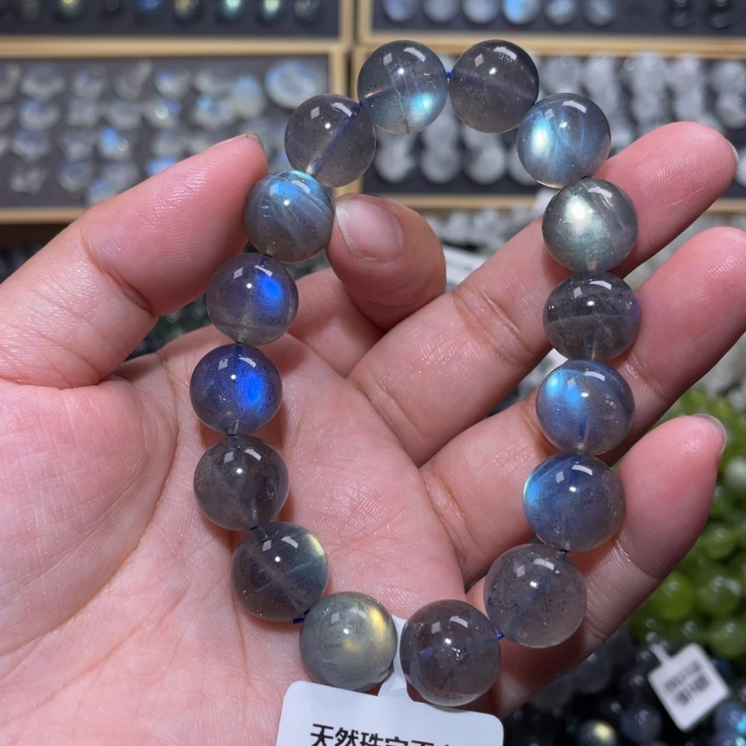 手链未镶嵌拉长石日**海灰月光手链13mm