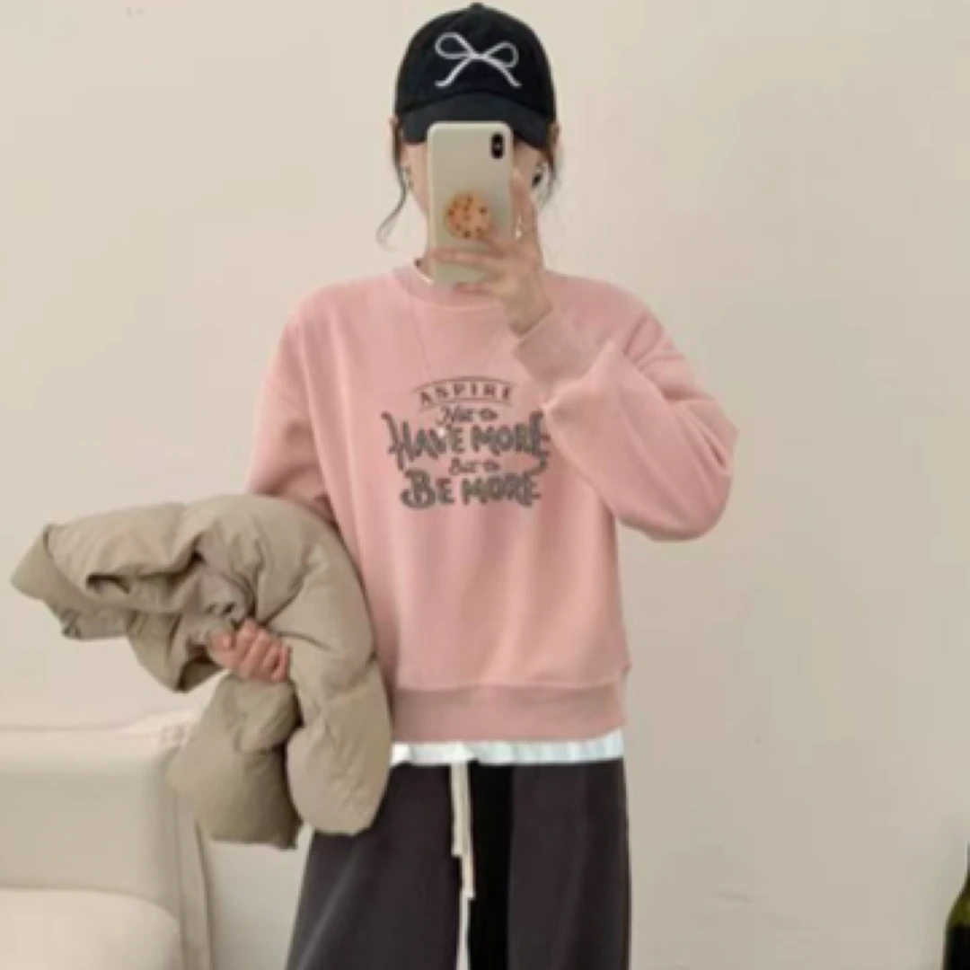 【刘灿私服】铃铛图案假两件加绒卫衣