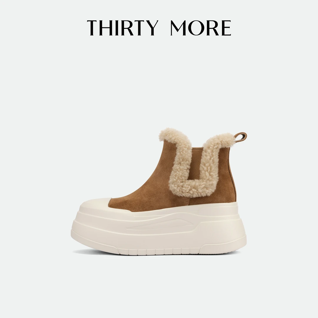 【温暖可可】ThirtyMore厚底雪地靴秋冬新款烟筒靴保暖棉靴