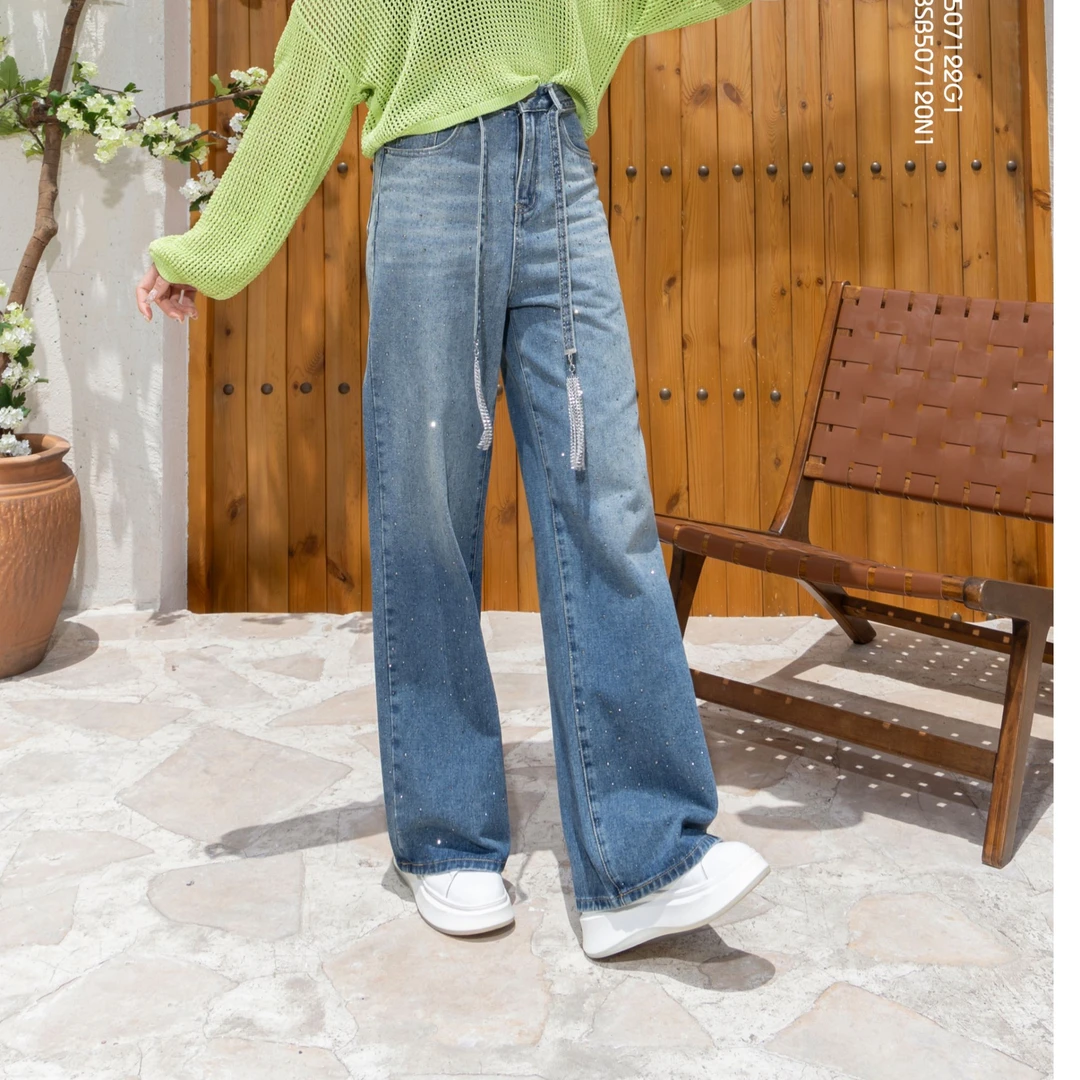 BAISI/百丝牛仔裤ABSB507120N1直筒复古时尚休闲宽松宽松