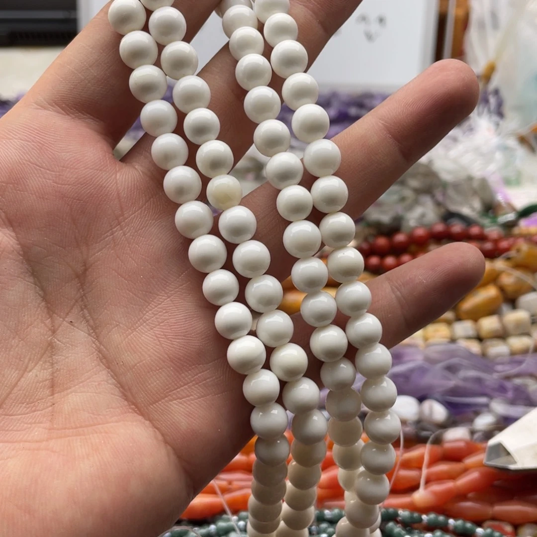玛瑙/玉髓合金珠宝半成品一条装卡8mm高瓷车车圆珠