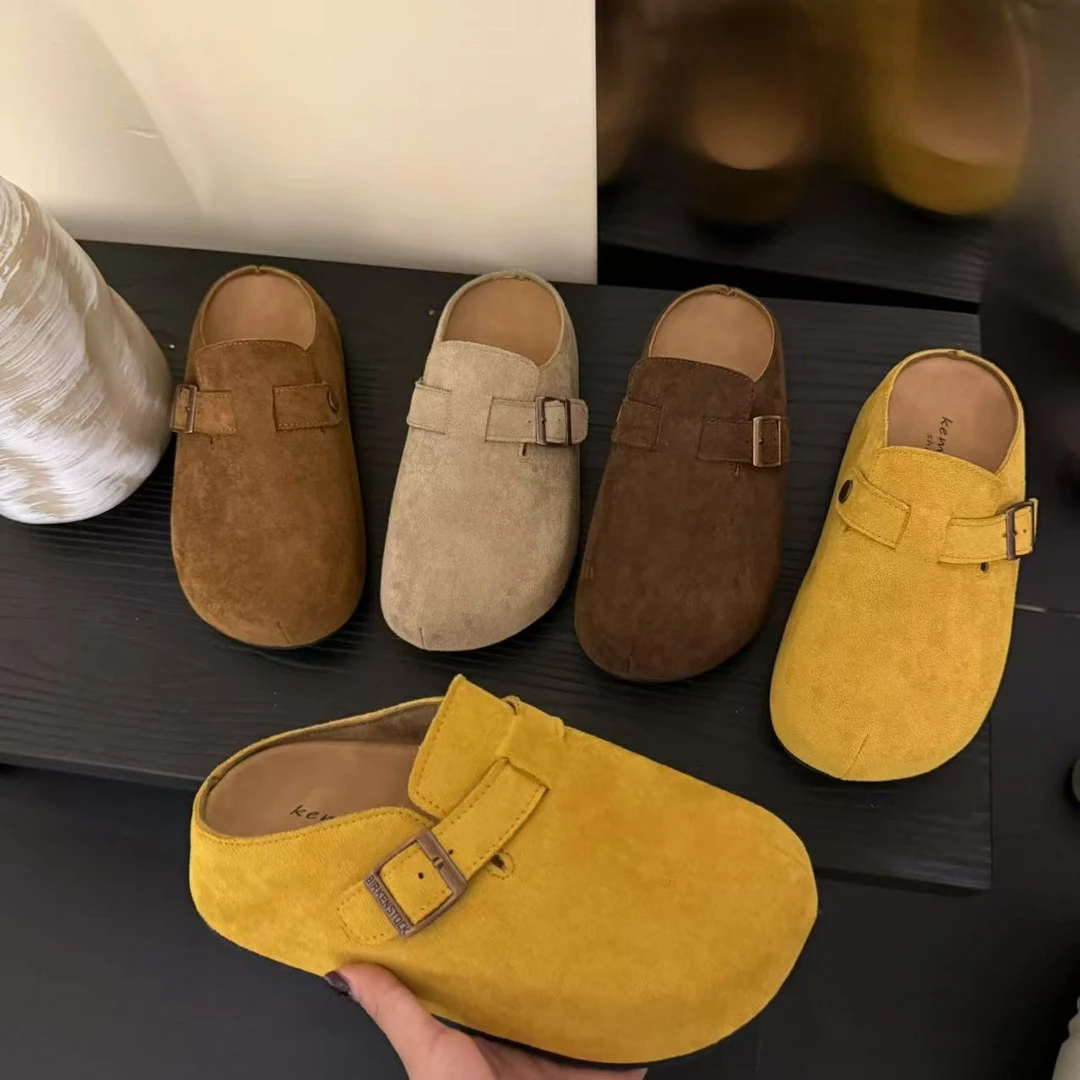 2025年春季新款经典设计百搭时尚厚底增高外穿女一脚蹬勃肯半拖鞋