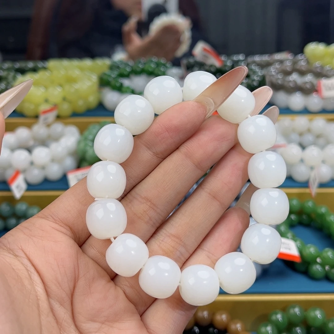 顺***德和田玉未镶嵌手链天然和田玉新疆且末天泰羊脂白玉手串14