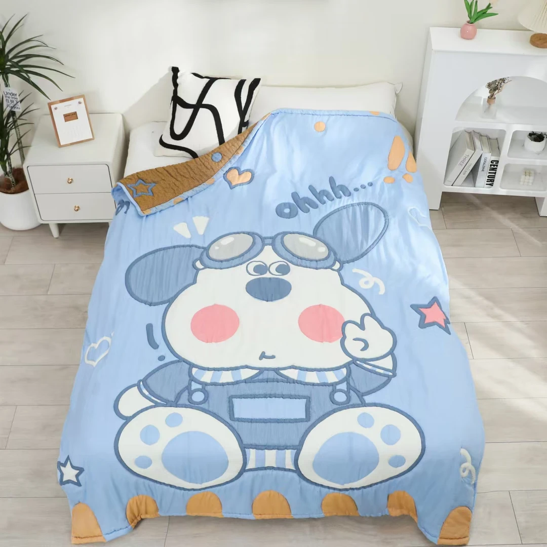 【哇塞狗】A类全棉纱布120*150cm童被亲肤可爱卡通柔软泡芙被