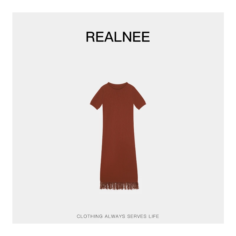 REALNEE【菀菀步摇】土耳其长绒棉流苏极简连衣裙设计高定系列03776
