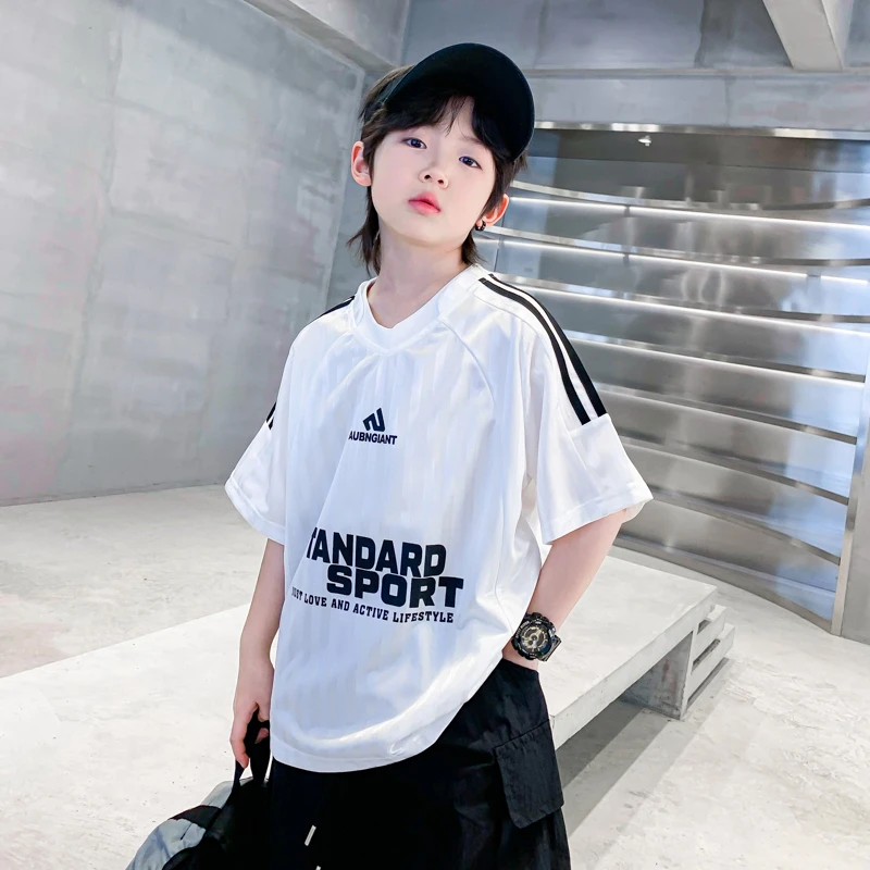 男童夏装速干宽松运动短袖T恤2025新款儿童男孩夏季韩范半袖上衣