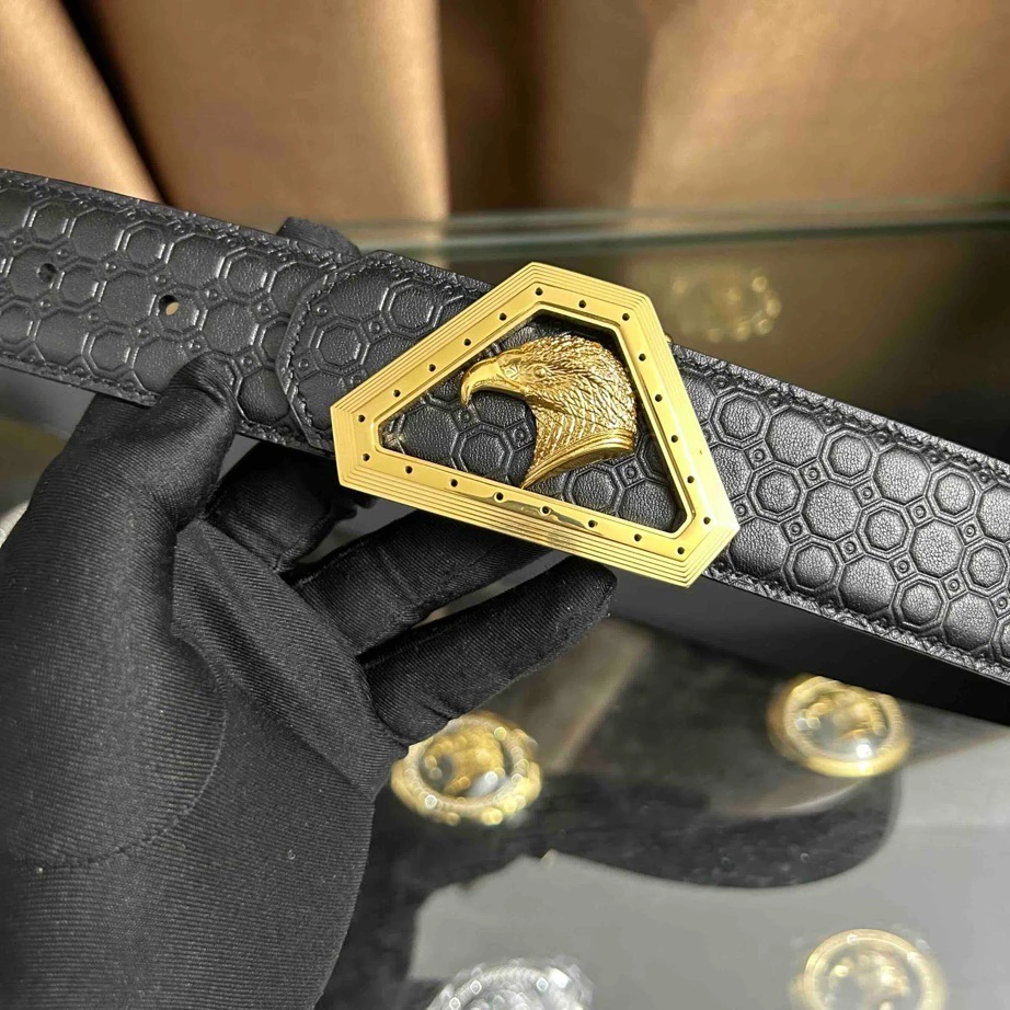 史蒂芬新款百搭男士皮带高档休闲老鹰头牛皮腰带青中老年时尚商务