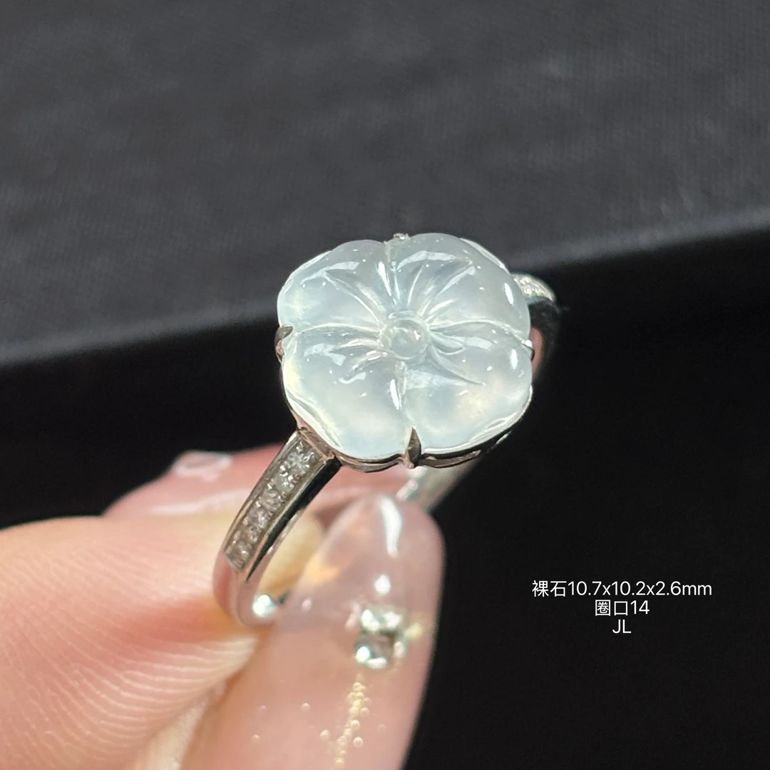 《缅甸翡翠珠宝严选》白冰花花款戒指（下单咨询客服）JL