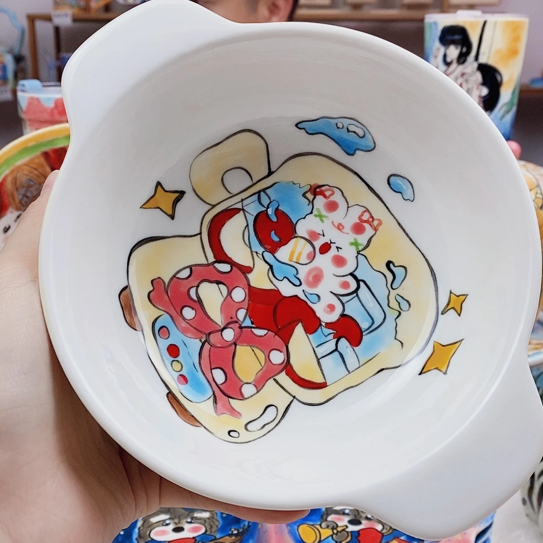 瓷片董董文创手绘陶瓷