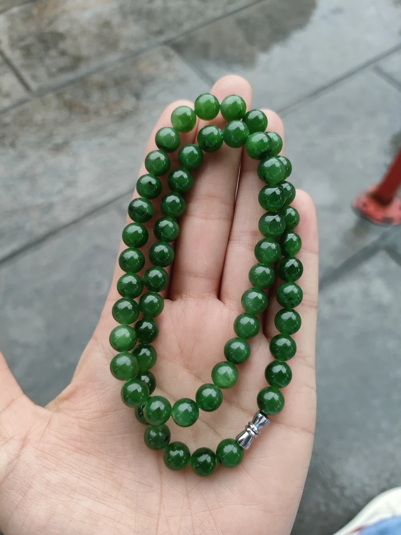 和田玉碧玉卡 8 妈妈链