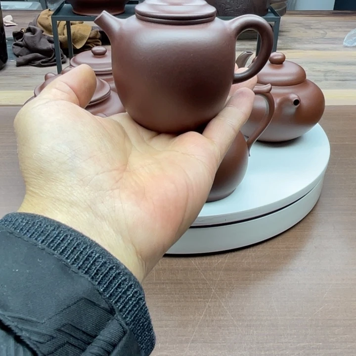 正***3茶壶紫砂黄龙山原矿紫泥150cc橄榄壶全手制