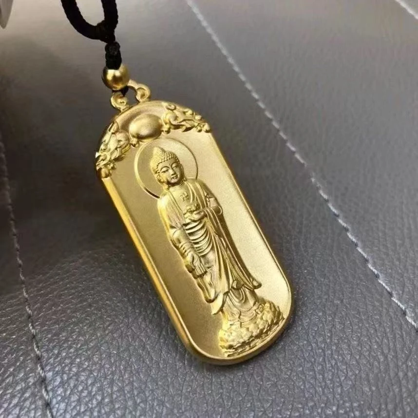 吊坠足银 大日如来佛祖吊坠般若心经祥云佛像挂坠实心男女同款