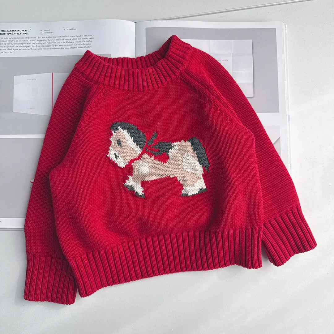 【可爱卡通亲子新年毛衣  小洛妈咪】婴儿毛衣秋冬打底衫针织L16