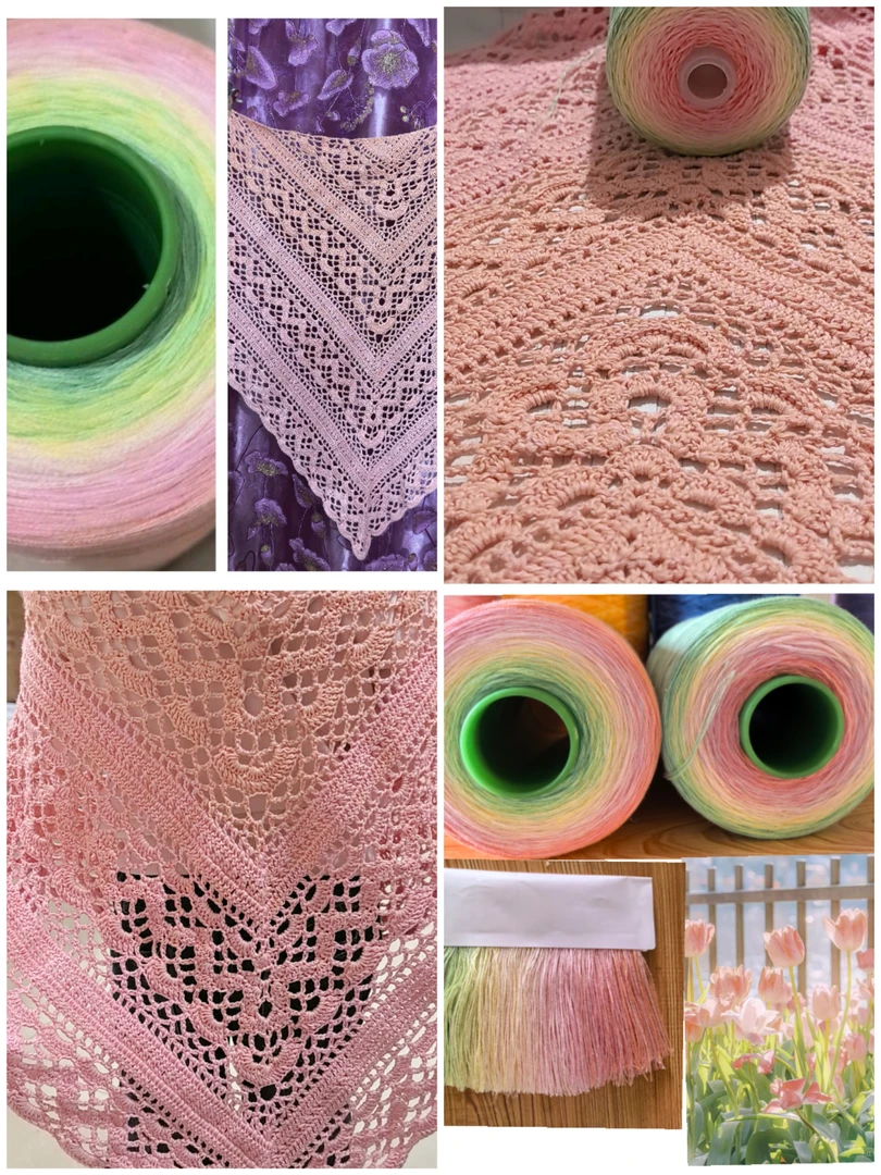 渐变彩色纯棉蛋糕打毛衣线八股六股.500克可编制运动披肩蕾丝编织