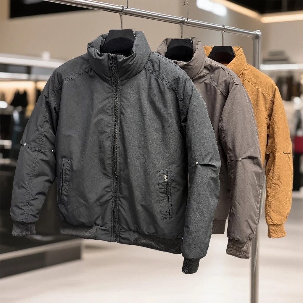 冬季立领硬壳棉服男士外套户外防风加厚随性廓形立裁时尚百搭短款