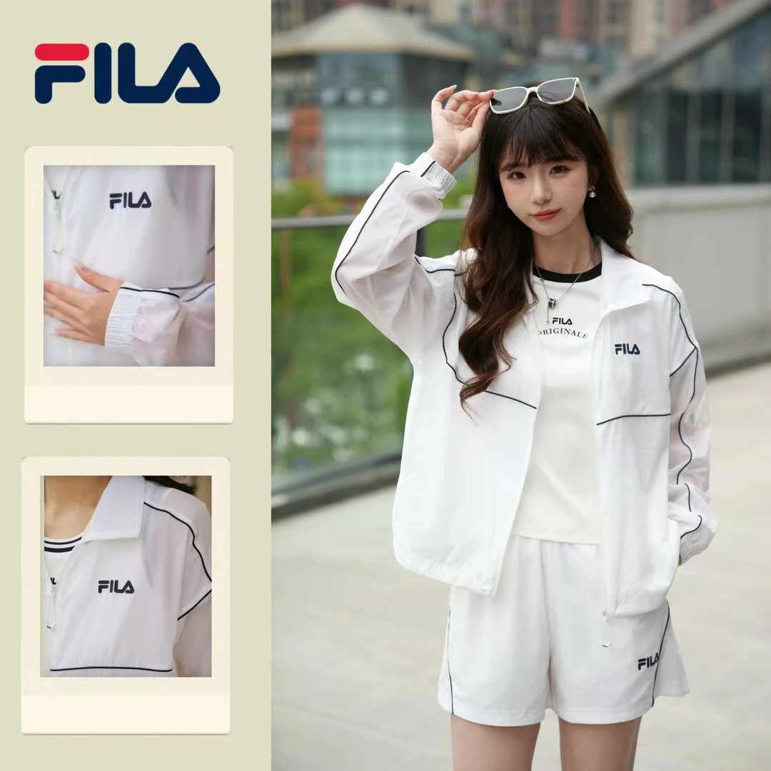 【轻薄防晒衣】斐乐女装夏季新款白色透气宽松连帽外套F11W529704F