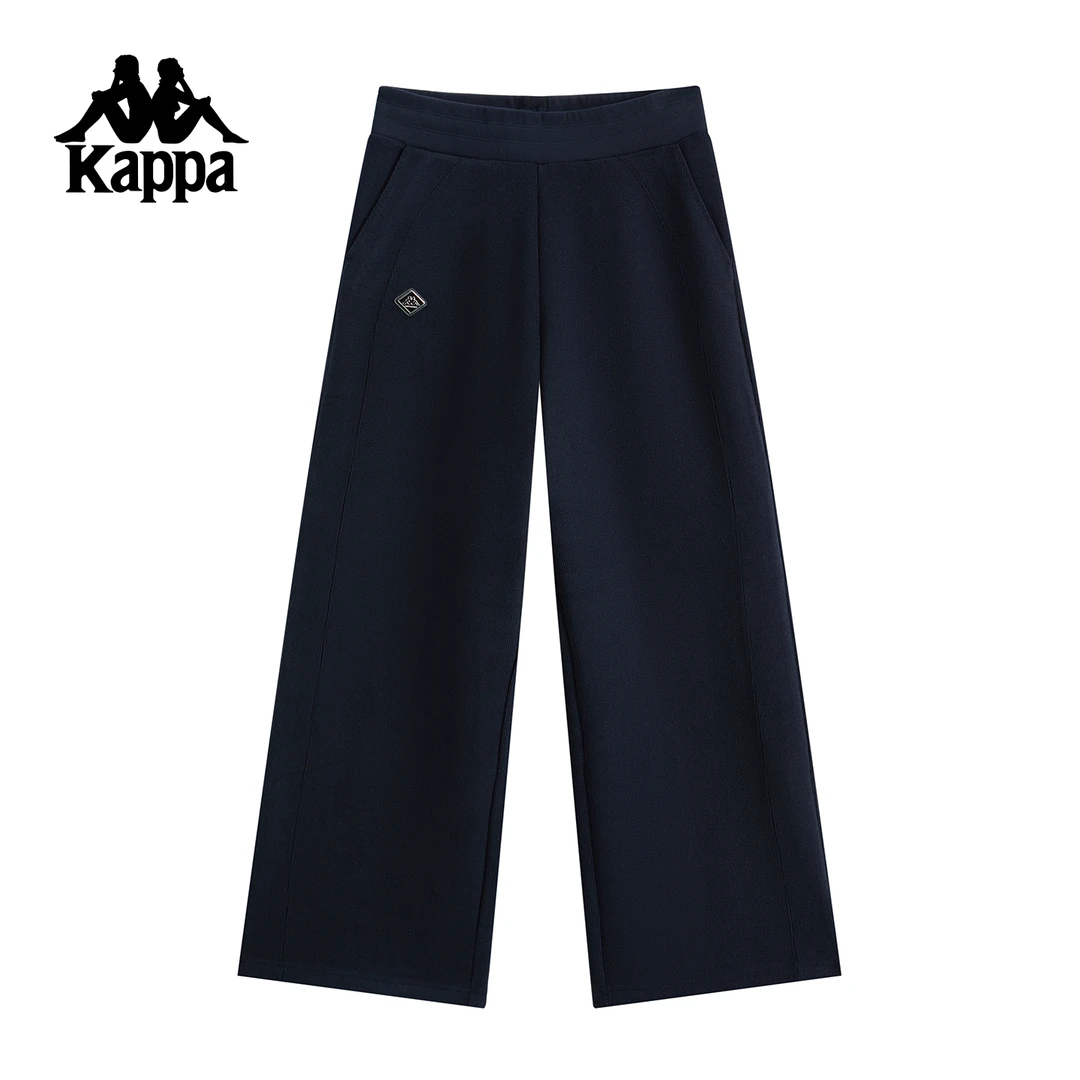 Kappa/卡帕宽松男士裤子阔腿耐磨秋冬直筒运动长裤简约运动裤