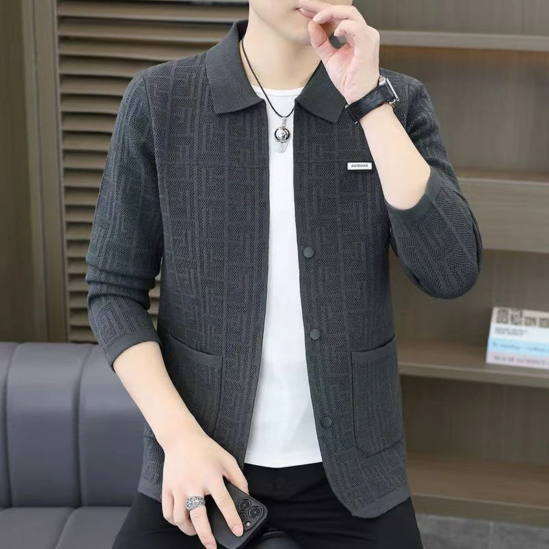 2025春秋外套针织开衫休闲男士开衫高质感时尚潮流休闲穿搭25816
