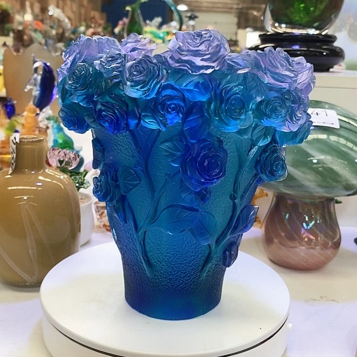 古法琉璃花瓶高20厘米口径10厘米