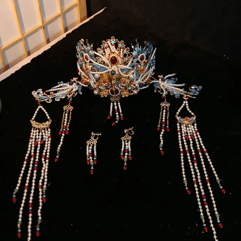 古风头饰新娘发饰明制凤冠汉服流苏超仙套装发簪古装配饰