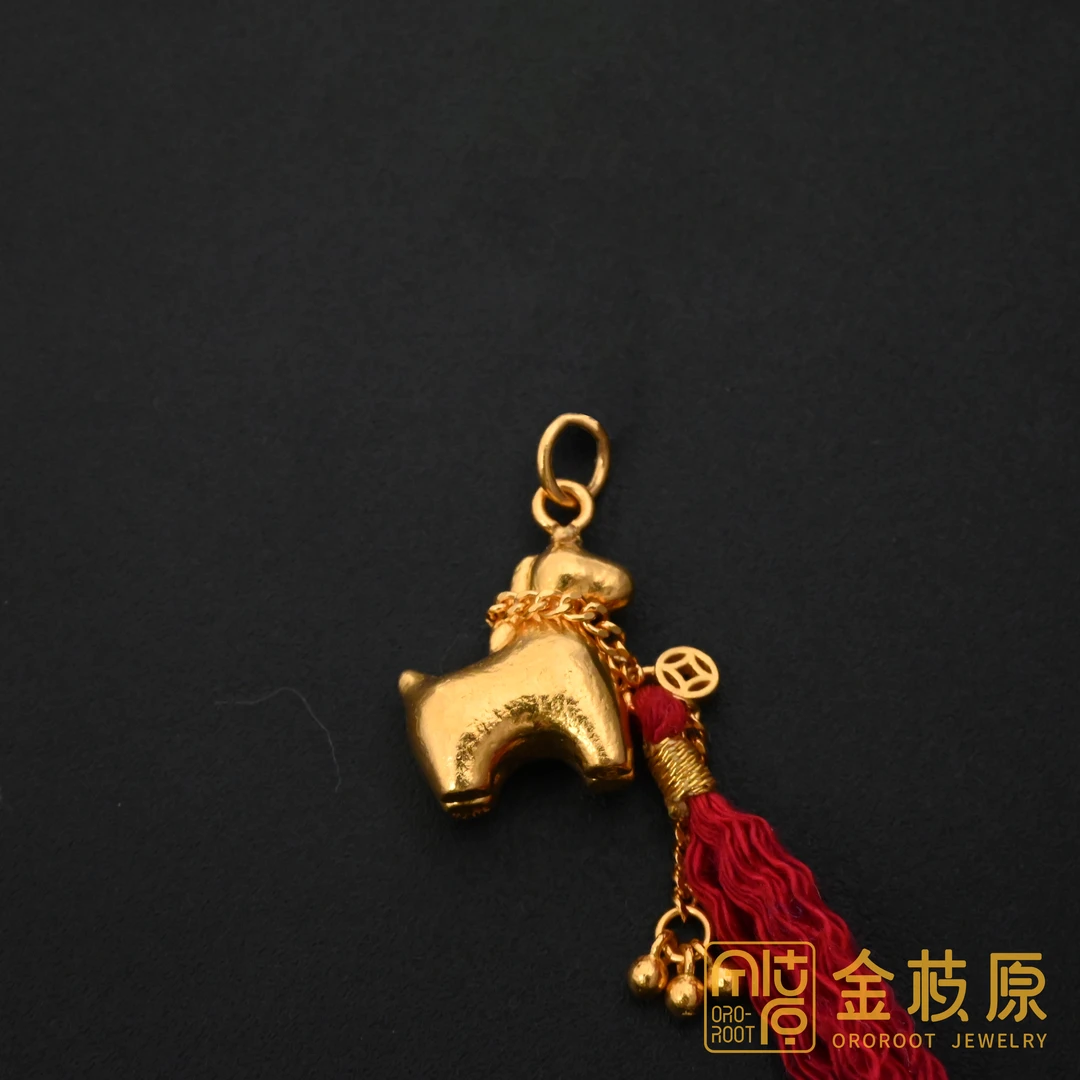 【金枝原】足金999 马上有钱小马小吊坠