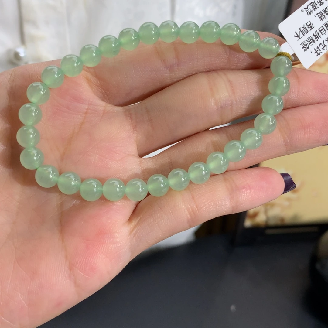 翡翠未镶嵌手串卡6冰胶葡萄绿手串