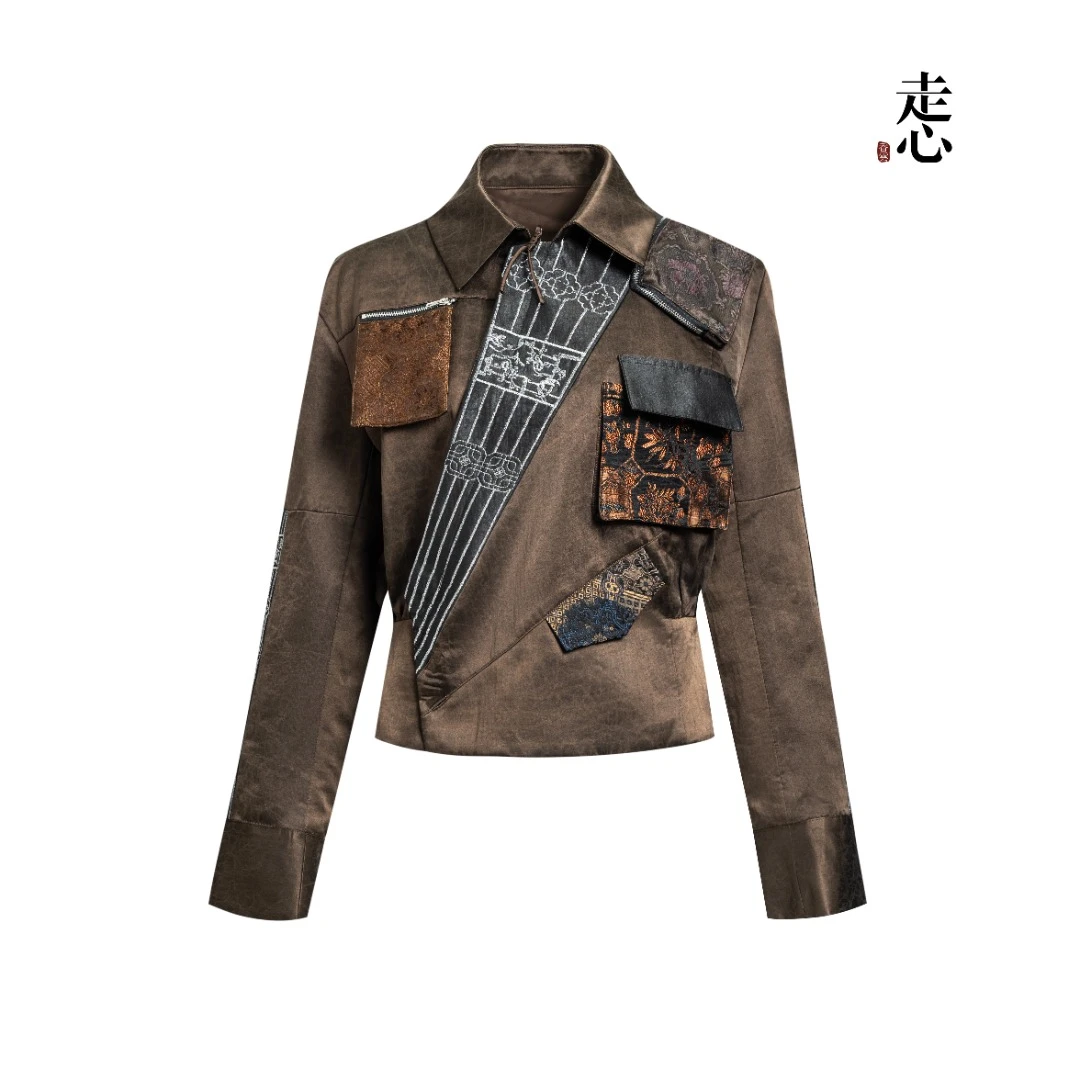 【走心非遗】外套25Z16201休闲百搭设计师拼接时尚短款秋季锡秀