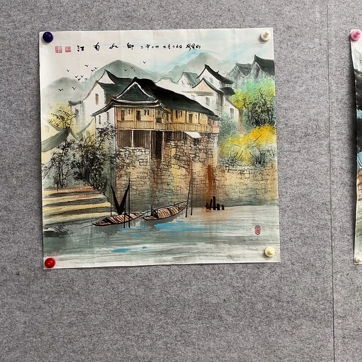 国画花鸟等图案为一体而