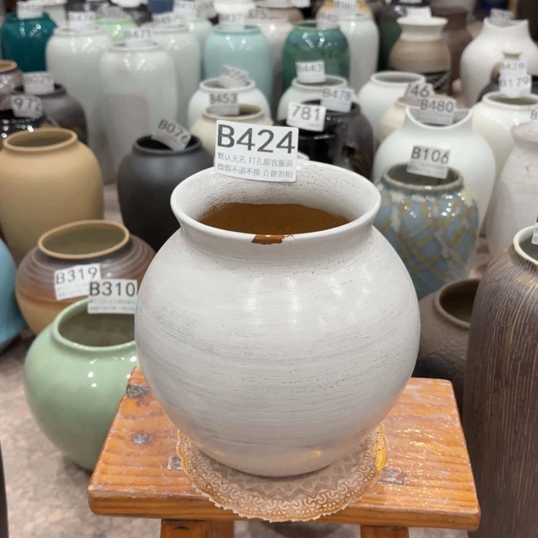 陶摆件瑕疵424 景德镇陶瓷花瓶高20口11