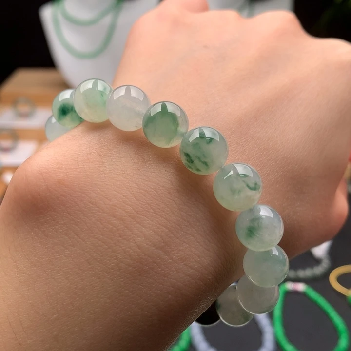 翡翠未镶嵌手串天然缅甸A货翡翠卡10.3mm