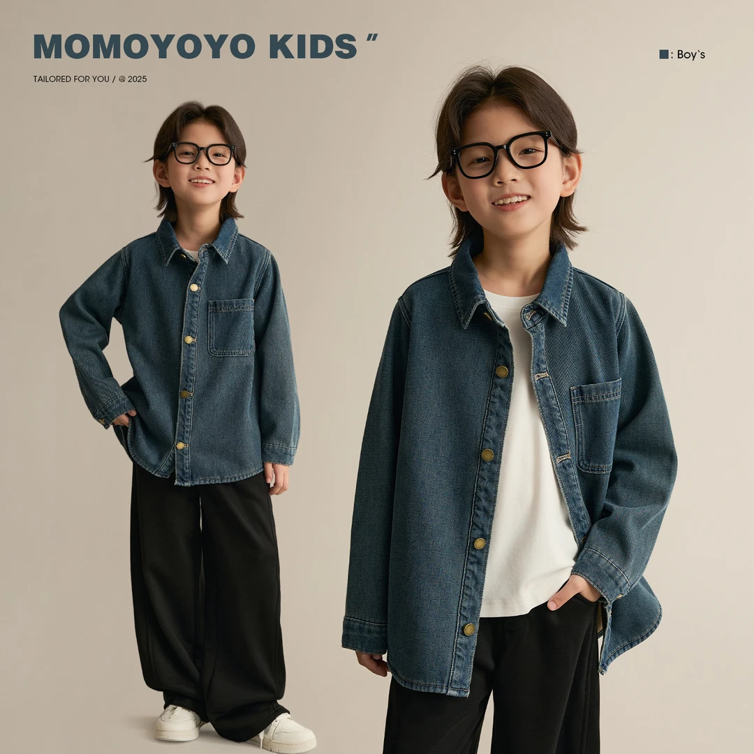 辰辰妈【不被定义】男女童牛仔衬衫秋冬款复古保暖亲子装外套8967D