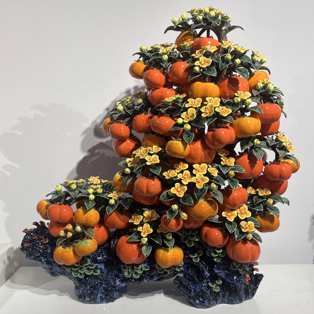 【万事胜意-特大柿子长88高100cm】精品石湾公仔家居中式手工摆件