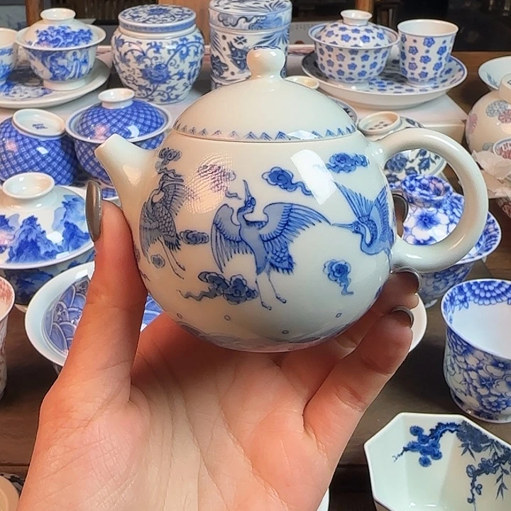 名窑口 六鹤茶壶放漏放漏