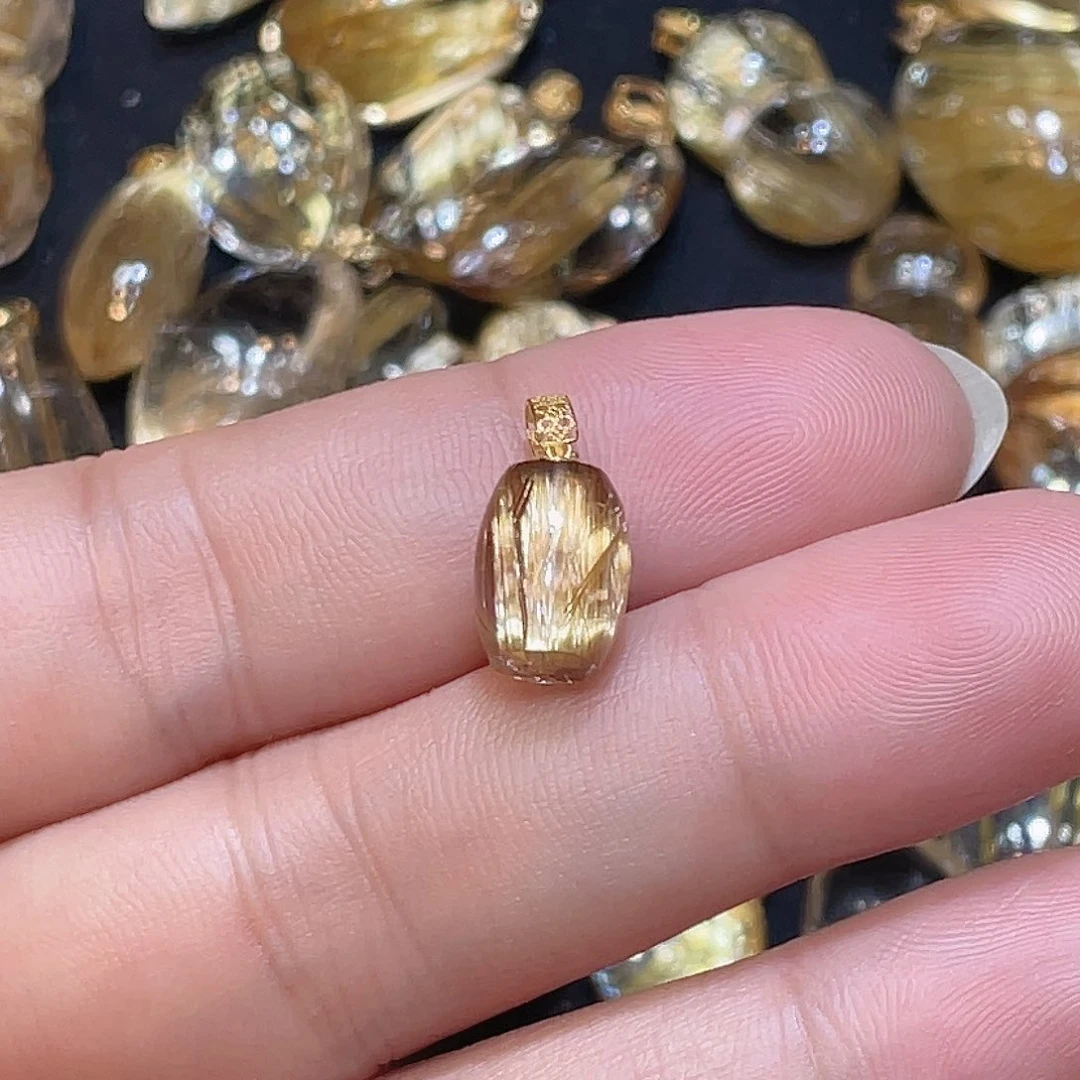 发晶钛晶桶柱18K金镶嵌海**风