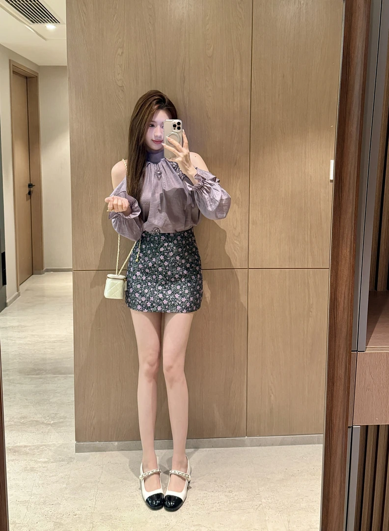 Yue【浪漫花开】春夏新款显瘦碎花A字高腰小众半身裙YY5BQD12