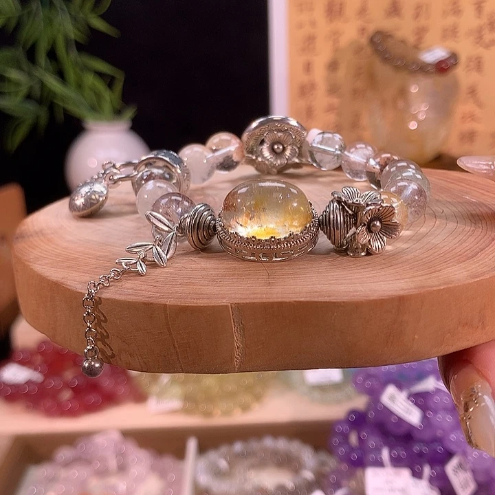 水晶手链未镶嵌10mm重工绿幽灵