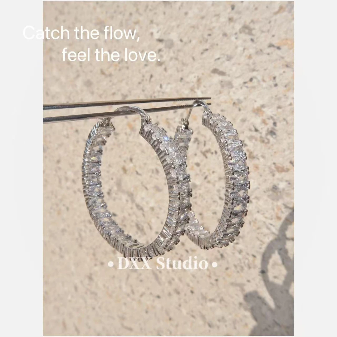 铜合金锆石耳饰 小众设计ins素款耳圈耳饰47425