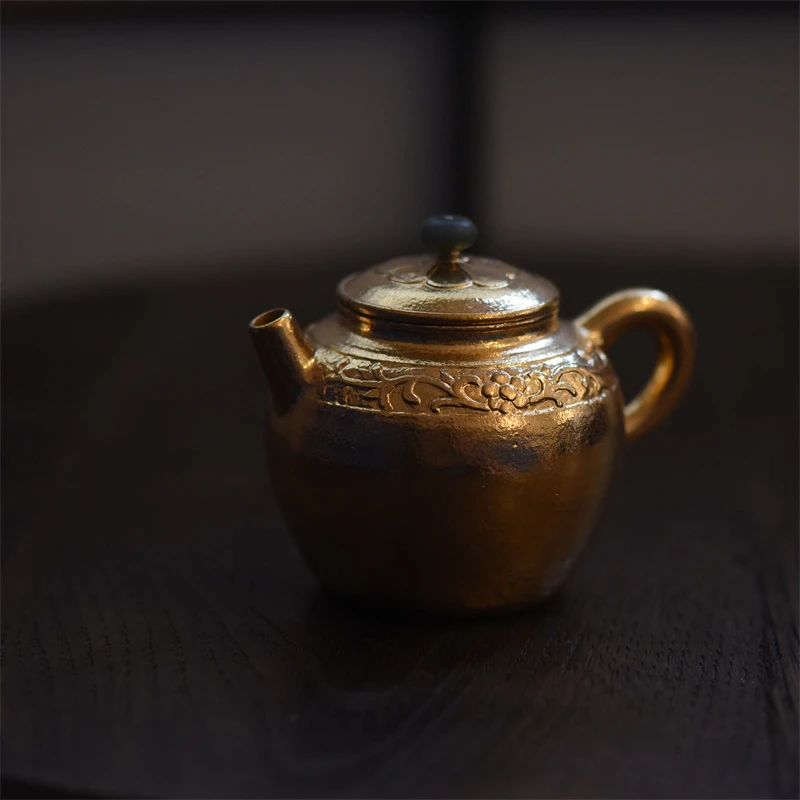 YYSF8097[学茶严选]金釉唐纹巨轮壶茶杯茶器