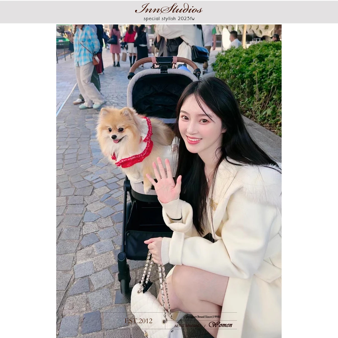 Innstudios【Max白月光】韩版秋冬气质百搭保暖女手工毛呢外套