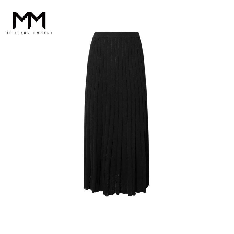 MM麦檬大裙摆垂感黑色半身裙长款商场同款夏女5E5141261