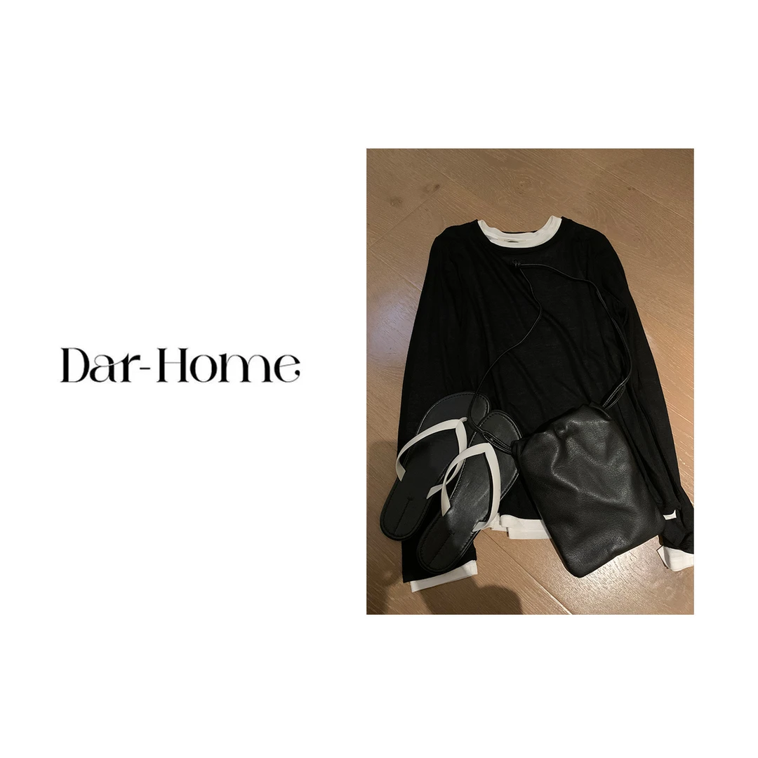 DA.R.JIA高线【心动周一】100莱赛尔春季新款休闲百搭圆领长袖T恤