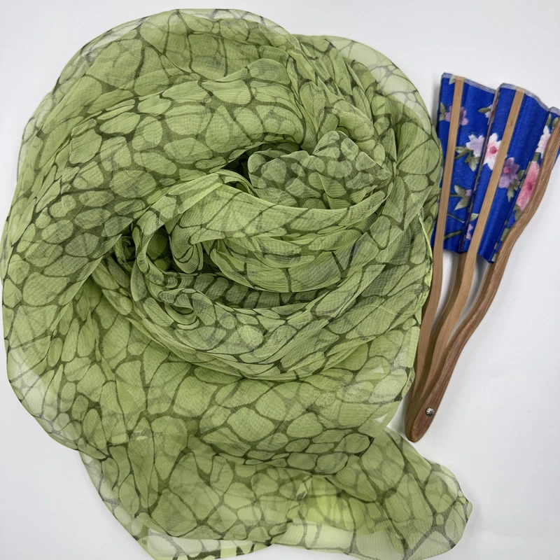 【绿色石纹】桑蚕丝女士薄款春秋洋气潮流时尚优雅气质大方长款丝巾